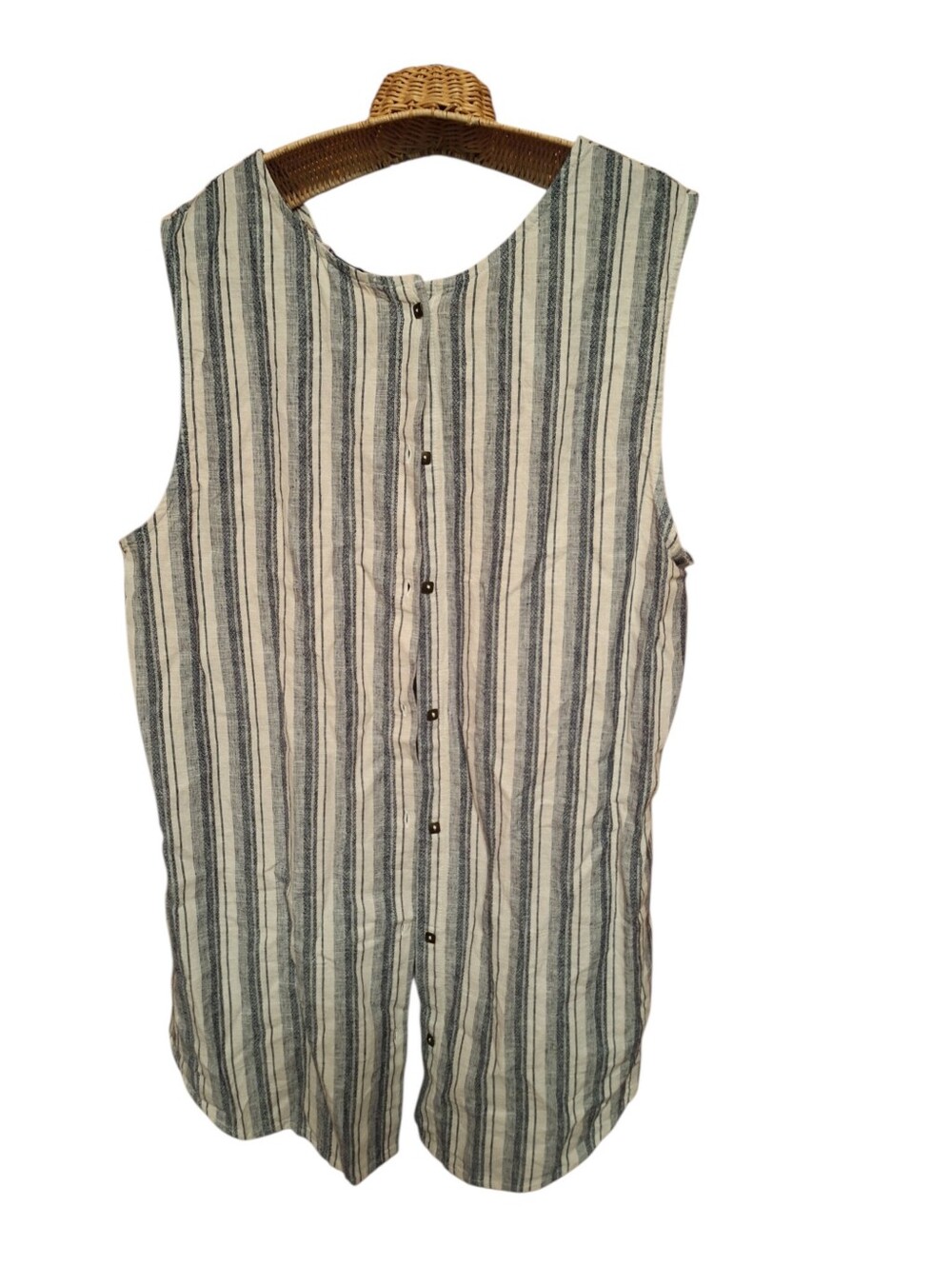 Simply Noelle Linen Blend Sleeveless Button Back Striped Tunic Top XXL NWT - Picture 2 of 5